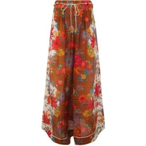 Zimmermann, Bloemen Maxi Rok Bruin, Dames, Maat:S