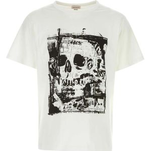 Alexander McQueen, Tops, Heren, Wit, S, Katoen, Witte katoenen T-shirt