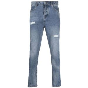 John Richmond, Jeans, Heren, Blauw, W32, Katoen, Versleten Slim-Fit Jeans