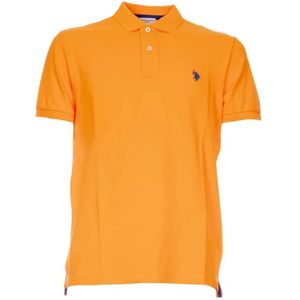 U.s. Polo Assn., Tops, Heren, Oranje, XL, Katoen, Heren Katoenen Polo Shirt
