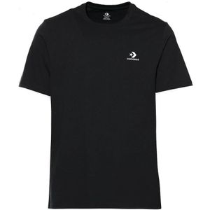 Converse, Tops, Heren, Zwart, M, Zwart Logo Geborduurd Casual T-shirt