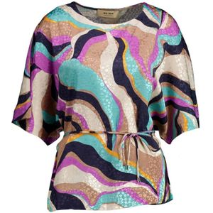 MOS Mosh, Stijlvolle en Comfortabele Onda Top in Paars met All-Over Print Paars, Dames, Maat:M