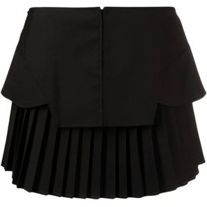 Andrea Adamo, Zwarte Flanellen Mini Rok met Corse Zwart, Dames, Maat:S