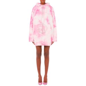 Moschino, Sweatshirts & Hoodies, Dames, Roze, S, Katoen, Tie-Dye Katoenen Hoodie met Rits