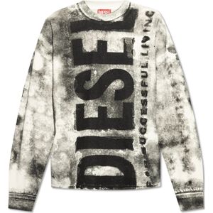 Diesel, Sweatshirts & Hoodies, Heren, Wit, 2Xl, Katoen, S-Bunt-Bisc sweatshirt