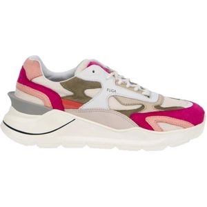 D.a.t.e., Schoenen, Dames, Veelkleurig, 38 EU, Leer, Beige en Fuchsia hardloopschoenen