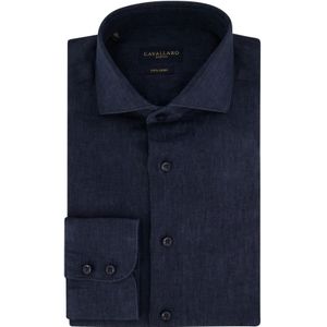 Cavallaro, Overhemden, Heren, Blauw, 2Xl, Linnen, Klassiek Zakelijk Overhemd Donkerblauw