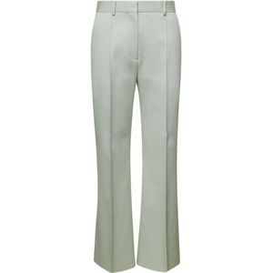 Lanvin, Broeken, Dames, Groen, M, Wol, Hoge Taille Groene Chino`s