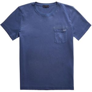 Fay, Tops, Heren, Blauw, L, Katoen, Frosted Geborduurde Zak Jersey T-Shirt