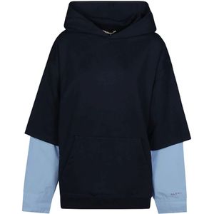 Marni, Sweatshirts & Hoodies, Heren, Blauw, L, 3/4 Mouw Hoodie