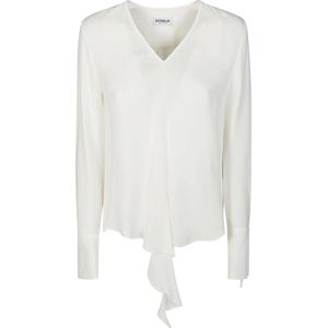 Dondup, Asymmetrische Viscose Blouse Wit, Dames, Maat:S