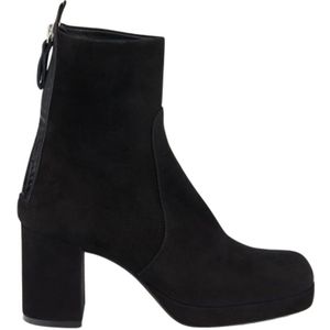 Agl, Schoenen, Dames, Zwart, 40 EU, Suède, Suède enkellaarzen