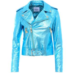 Coco Cloude, Leather Jassen Blauw, Dames, Maat:M