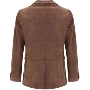 PS By Paul Smith, Jassen, Heren, Bruin, L, Suède, Suede Blazer Jas met Klassieke Revers