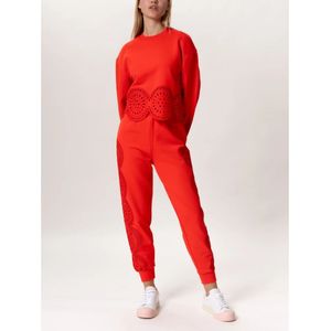 Stella McCartney, Sweatshirts & Hoodies, Dames, Rood, M, Broderie Anglaise Detail Sweatshirt Ss 23