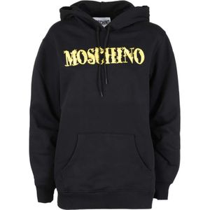 Moschino, Sweatshirts & Hoodies, Dames, Zwart, XS, Gothic Logo Hoodie