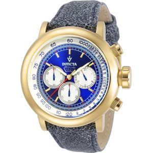Invicta Watches, Accessoires, Heren, Geel, ONE Size, Vintage Heren Quartz Horloge Blauwe Wijzerplaat