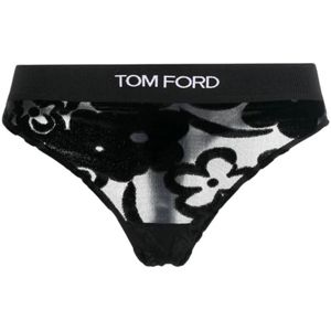 Tom Ford, Bloemen Tule Devore Slip Jurk Zwart, Dames, Maat:L