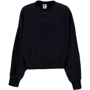 Nike, Sweatshirts & Hoodies, Dames, Zwart, M, Polyester, Plush Mod Crop Crewneck Sweatshirt