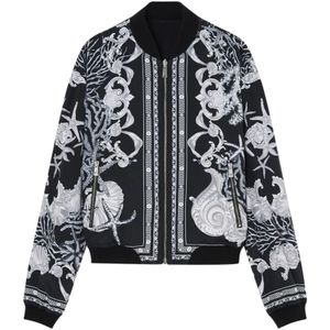 Versace, Jassen, Heren, Zwart, L, Omkeerbare Grafische Print Jas