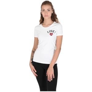 Love Moschino, Tops, Dames, Wit, S, Katoen, Wit Katoenmix T-shirt