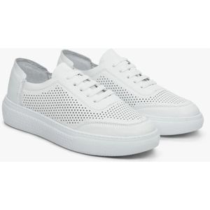 Estro, Schoenen, Dames, Wit, 37 EU, Dames Witte Lage Sneakers met Perforaties voor de Zomer Er 00109513