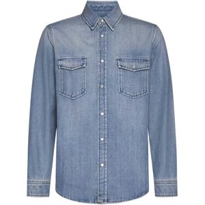 Saint Laurent, Overhemden, Heren, Blauw, L, Denim, Denim Klassieke Kraag Shirt