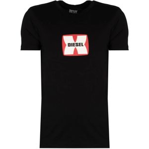 Diesel, Tijdloze Elegantie T-Shirt Zwart, Heren, Maat:XL