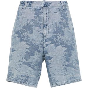 Emporio Armani, Lichtblauwe Denim Shorts Blauw, Heren, Maat:S