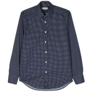 Canali, Overhemden, Heren, Blauw, XL, Katoen, Navy Blauw Overhemd met Micro-Dot Print