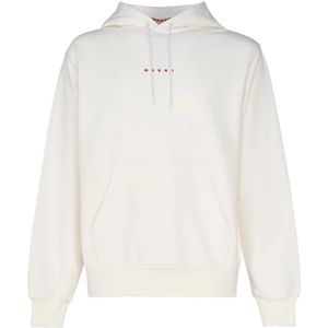 Marni, Sweatshirts & Hoodies, Heren, Wit, M, Katoen, Organisch Katoenen Witte Trui