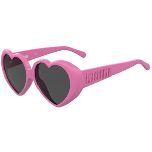 Moschino, Fuchsia/Grijze Zonnebril Roze, Dames, Maat:57 MM