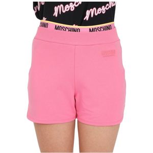 Moschino, Roze Logo Elastische Taille Dames Shorts Roze, Dames, Maat:L