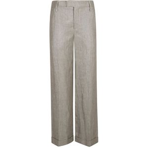 Brunello Cucinelli, Glanzende Lurex Linnen Broek Grijs, Dames, Maat:2XS