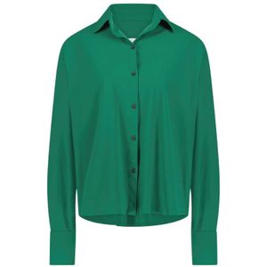 Jane Lushka, Stijlvolle Groene Technische Jersey Blouse Groen, Dames, Maat:L