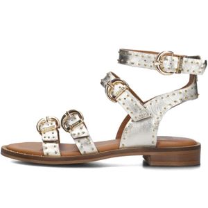 Bronx, Schoenen, Dames, Geel, 40 EU, Leer, Gouden Metallic Sandalen met Studs