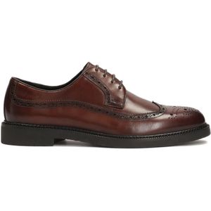 Kazar, Schoenen, Heren, Bruin, 43 EU, Leer, Elegante bruine leren halfschoenen met rozetdecoratie