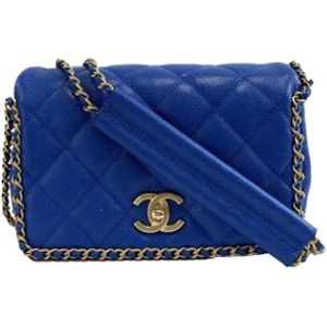Chanel Vintage, Pre-owned, Dames, Blauw, ONE Size, Leer, Pre-owned Leather crossbody-bags
