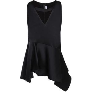 JW Anderson, V-hals top met asymmetrische stiksels Zwart, Dames, Maat:S