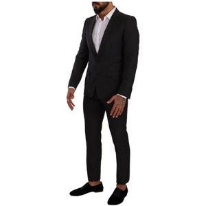 Dolce & Gabbana, Pakken, Heren, Zwart, S, Wol, Elegant Zwart Wol Martini Suit