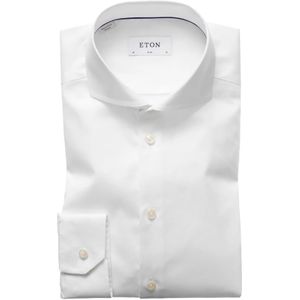 Eton, Overhemden, Heren, Wit, 4Xl, Katoen, Witte Slim Signature Twill Overhemd