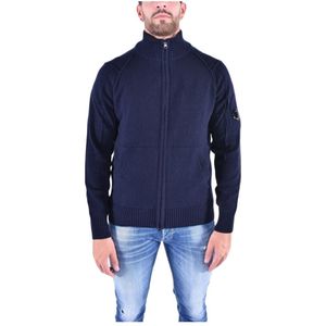 C.p. Company, Truien, Heren, Blauw, XL, Wol, Blauwe Lamswol Zip Gebreide Vest