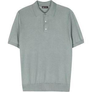 Colombo, Tops, Heren, Groen, XL, Luxe Cashmere Silk Polo Shirt