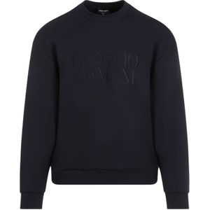 Giorgio Armani, Sweatshirts & Hoodies, Heren, Blauw, XL, Blauwe Modal Sweatshirt Ss 24