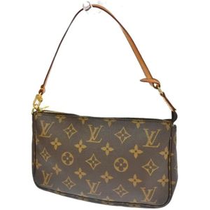 Louis Vuitton Vintage, Pre-owned, Dames, Bruin, ONE Size, Leer, Pre-owned Fabric clutches