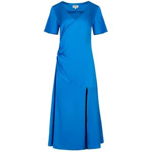 Jaaf, Gegroepeerde Midi Jurk in Levendig Blauw Blauw, Dames, Maat:S