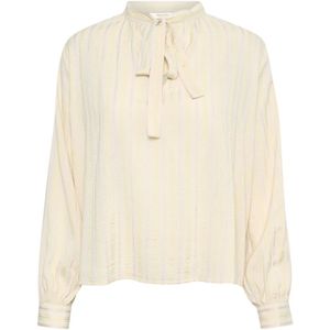 Part Two, Feminine Blouse met Pofmouwen en Strikdetail Beige, Dames, Maat:S