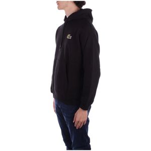 Lacoste, Sweatshirts & Hoodies, Heren, Zwart, M, Katoen, Zwarte Hoodie Sweater Live Logo