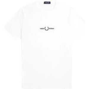 Fred Perry, Tops, Heren, Wit, S, Katoen, Grafisch Geborduurd Katoenen T-shirt