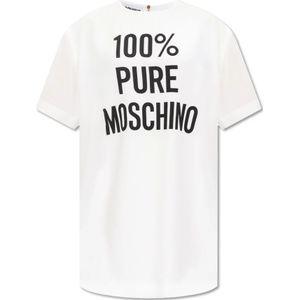 Moschino, Jurk met logo Wit, Dames, Maat:XS